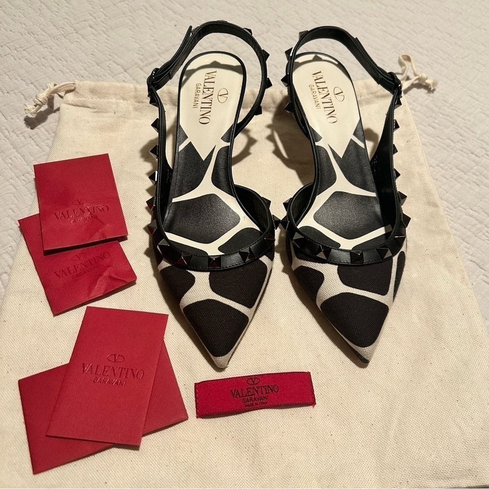 VALENTINO Garavani Rock Stud Kitten Heels Slingbacks in Size 36